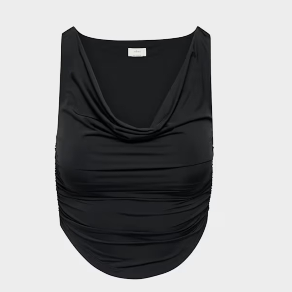 Second-skin jersey cowlneck top